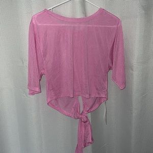 Pink sheer Fabletics workout top